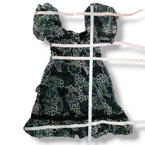 NWT B.O.G. Band of the Free Maisie Floral Mini Dress Sz. XS [2] Black Emerald - Picture 10 of 11